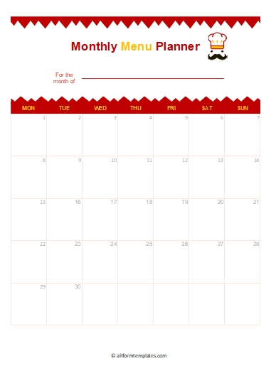 Monthly-Menu-Planner