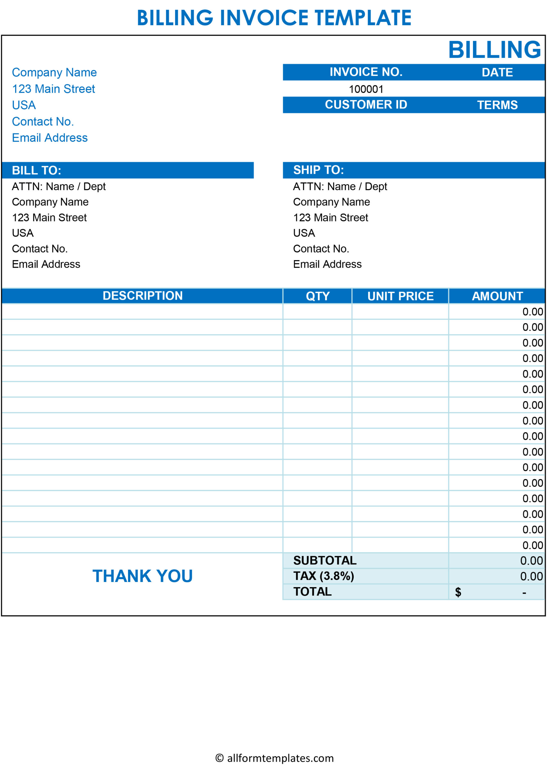 Invoice Blank Form Free Printable Printable Forms Free Online