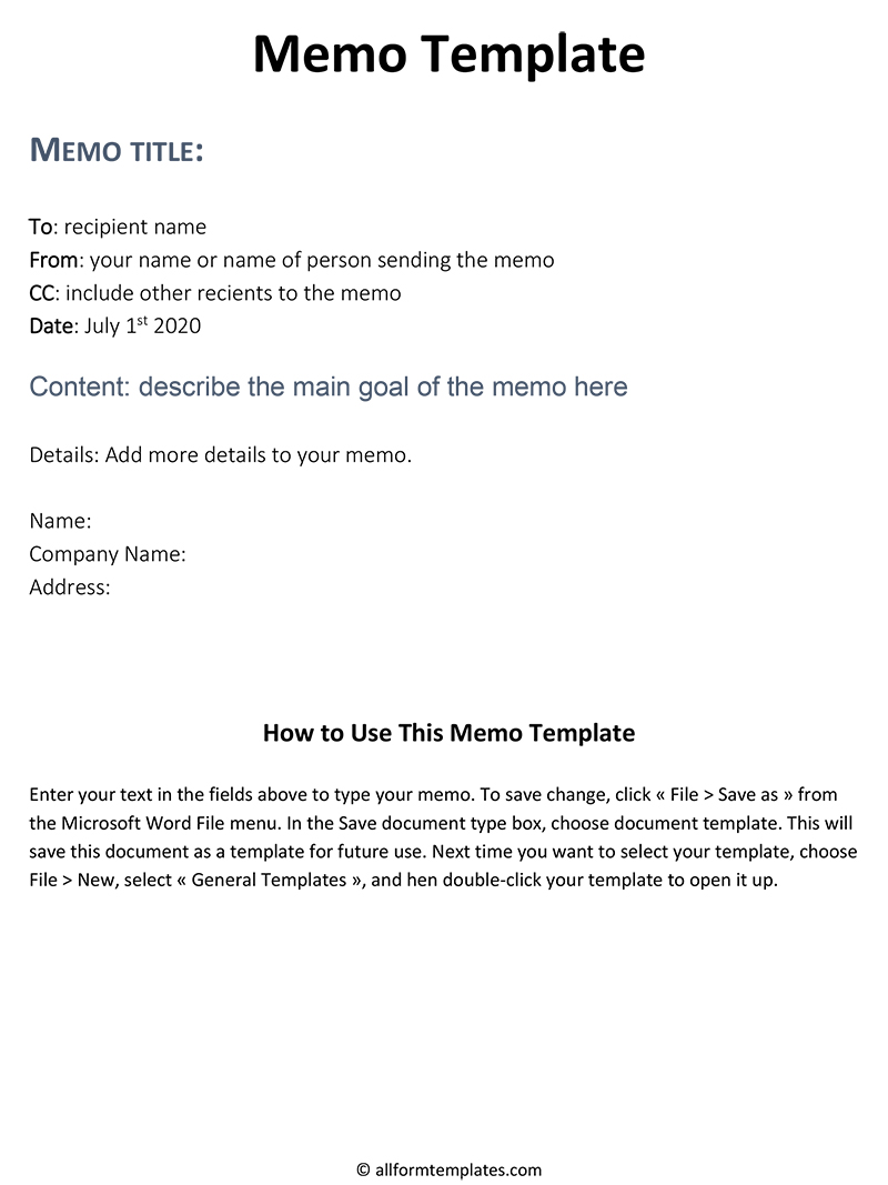 Memo Template | All Form Templates