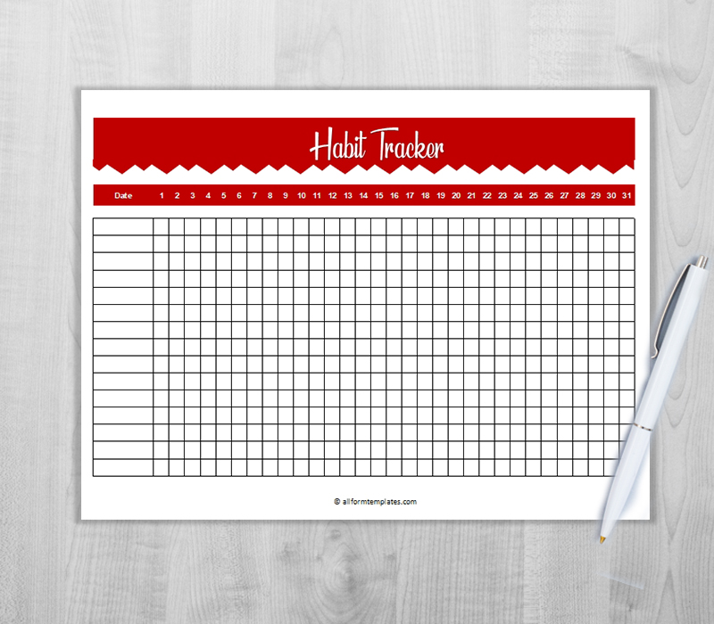 monthly habit tracker printable for several habits
